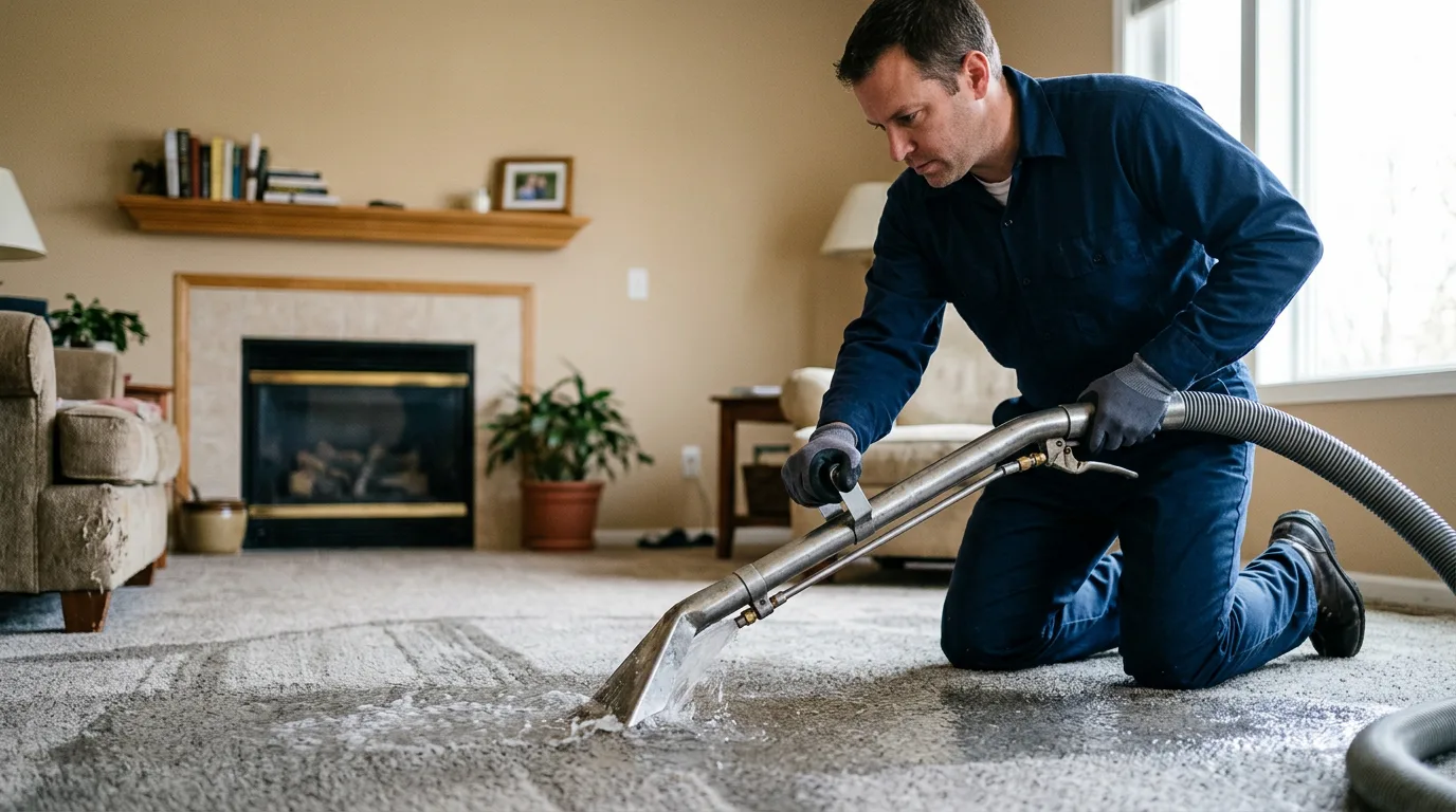 Water damage restoration technician working near Edinburg, PA